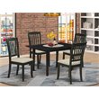 Pemberly Row 5-Piece Wood Dining Set with Fabric Seats in Black Finish