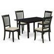 Pemberly Row 5-Piece Wood Dining Set with Fabric Seats in Black Finish