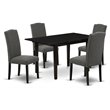 Pemberly Row 5-Piece Wood Dining Set with Upholstered Chairs in Black