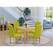 Pemberly Row 5-Piece Dining Set with Parson Chairs in Oak and Autumn Green