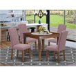 Pemberly Row 5-Piece Wood Dining Set in Mahogany and Dahlia Finish