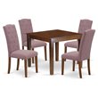 Pemberly Row 5-Piece Wood Dining Set in Mahogany and Dahlia Finish