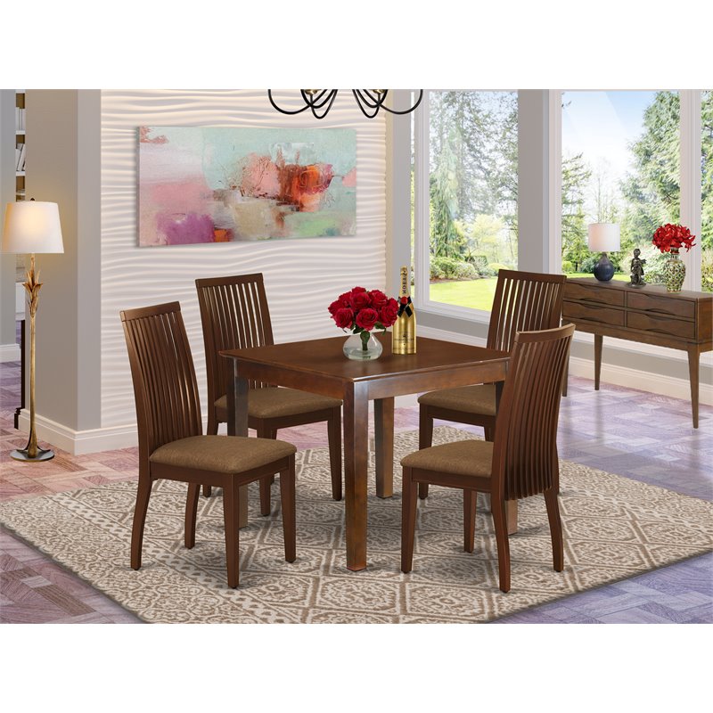 Pemberly Row 5-Piece Wood Dining Table and Chairs in Mahogany Finish