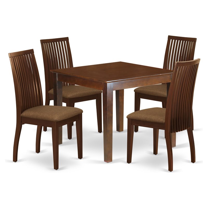 Pemberly Row 5-Piece Wood Dining Table and Chairs in Mahogany Finish