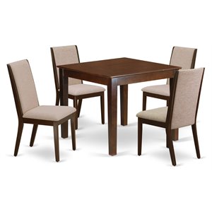 Pemberly Row 5-Piece Kitchen Table Set in Mahogany and Light Tan