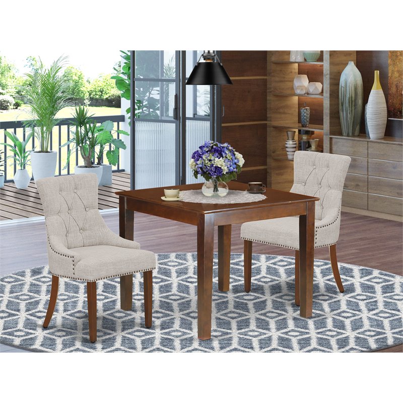 Pemberly Row 3-Piece Wood Dining Set in Mahogany and Doeskin Finish