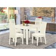Pemberly Row 5-Piece Wood Dining Set with Cushioned Chairs in Linen White