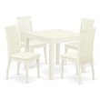 Pemberly Row 5-Piece Wood Dining Set with Cushioned Chairs in Linen White