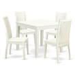 Pemberly Row 5-Piece Wood Dining Set with Cushioned Chairs in White
