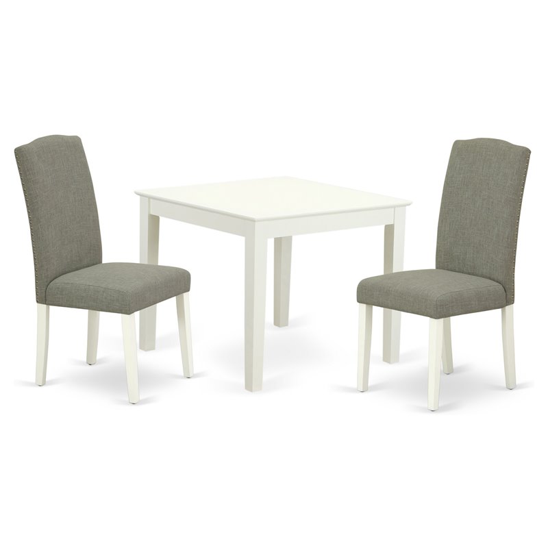 Pemberly Row 3-Piece Wood Dining Set in Linen White and Dark Shitake