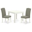Pemberly Row 3-Piece Wood Dining Set in Linen White and Dark Shitake