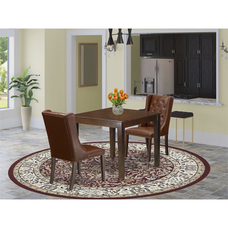 Pemberly Row 3-Piece Modern Wood Dining Set in Brown and Mahogany