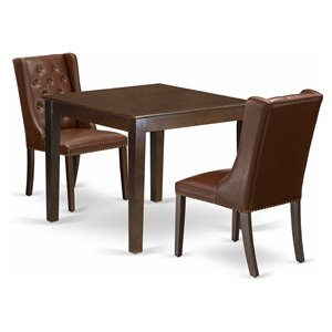 Pemberly Row 3-Piece Modern Wood Dining Set in Brown and Mahogany