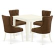 Pemberly Row 5-Piece Wood Dining Set in Linen White and Dark Coffee