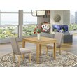 Pemberly Row 3-Piece Wood Dining Set in Oak with Dark Khaki Chairs