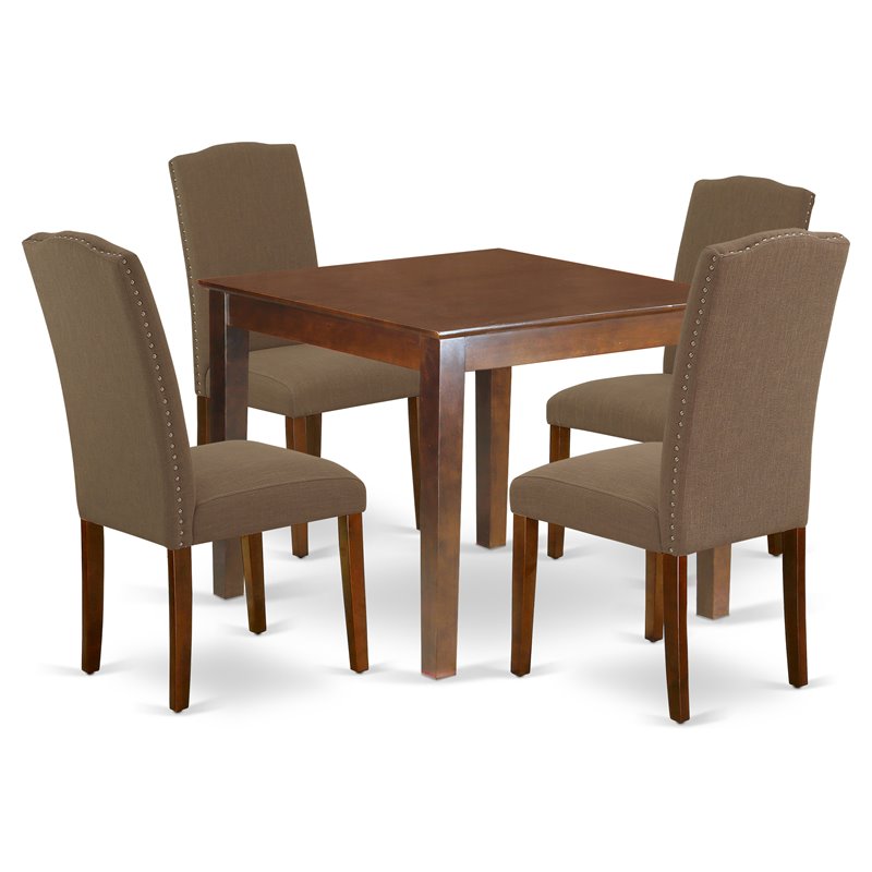 Pemberly Row 5-Piece Wood Dining Set in Mahogany and Dark Coffee