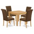 Pemberly Row 5-Piece Wood Dining Set with Parson Chairs in Oak/Dark Coffee