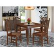 Pemberly Row 5-Piece Mahogany Dining Set with Wooden Seat Chairs