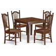 Pemberly Row 5-Piece Mahogany Dining Set with Wooden Seat Chairs