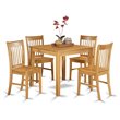 Pemberly Row 5-Piece Wood Dining Set in Oak with Solid Wood Chairs