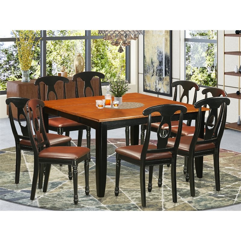Pemberly Row 9-Piece Wood Dining Set in Black and Cherry Finish
