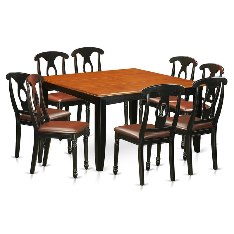 Pemberly Row 9-Piece Wood Dining Set in Black and Cherry Finish