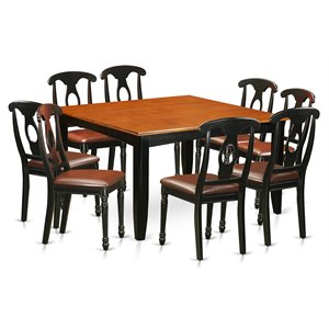 Pemberly Row 9-Piece Wood Dining Set in Black and Cherry Finish