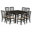 Pemberly Row 9-Piece Rubberwood Dining Set with Linen Seats in Cappuccino