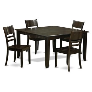 Pemberly Row 5-Piece Wood Dining Set with Leaf Extension in Cappuccino