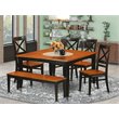 Pemberly Row 6-Piece Wood Dining Set with Bench in Black and Cherry