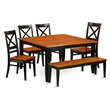 Pemberly Row 6-Piece Wood Dining Set with Bench in Black and Cherry