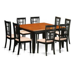 Pemberly Row 9-Piece Dining Table Set with Cushioned Chairs in Cherry