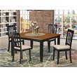 Pemberly Row 5-Piece Wood Kitchen Set with Linen Chairs in Black and Cherry