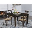 Pemberly Row 5-Piece Dining Set with Square Table in Cappuccino Finish