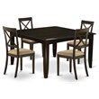 Pemberly Row 5-Piece Dining Set with Square Table in Cappuccino Finish