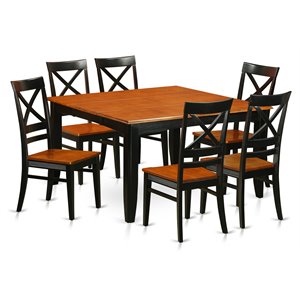 Pemberly Row 7-Piece Rectangle Dining Table Set in Black and Cherry Finish
