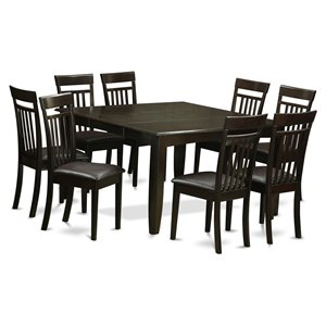 Pemberly Row 9-Piece Dining Set with Faux Leather Seats in Cappuccino