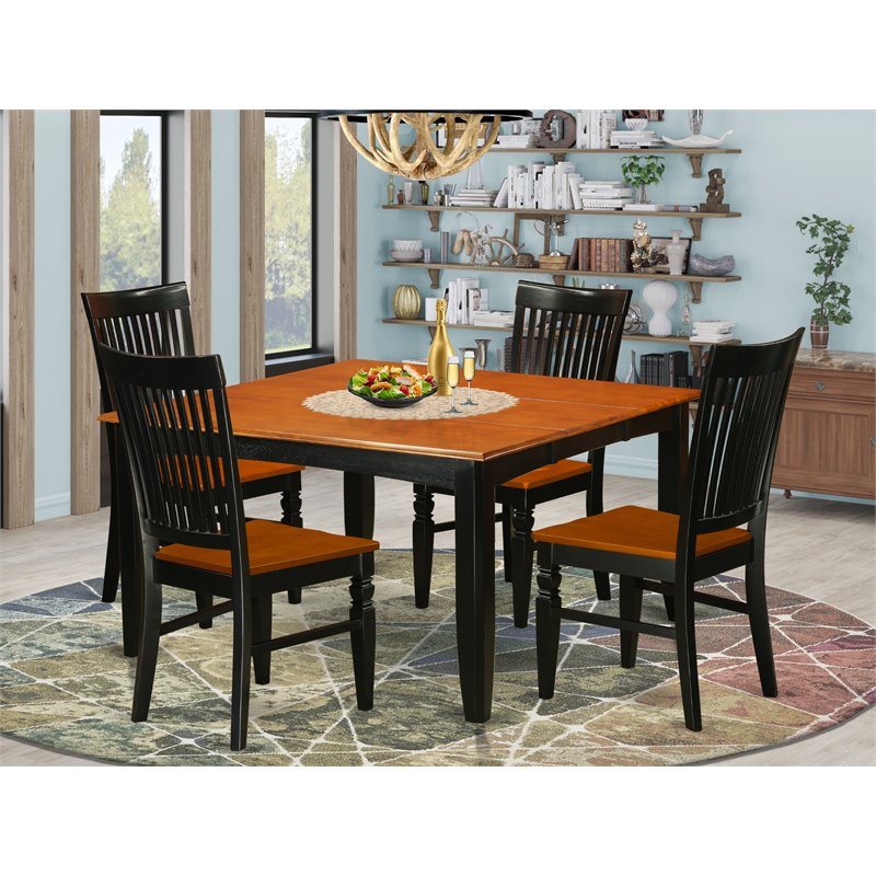 Pemberly Row 5-Piece Wood Dinette Set in Black and Cherry Finish