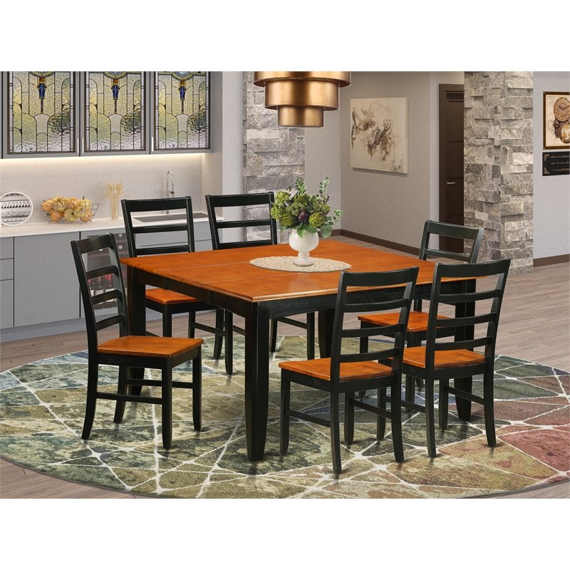 Pemberly Row 7-Piece Wood Dining Room Set in Black and Cherry Finish