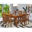 Pemberly Row 9-Piece Wood Dining Set with Fabric Seats in Saddle Brown