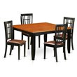 Pemberly Row 5-Piece Asian Hardwood Dining Table Set in Black and Cherry