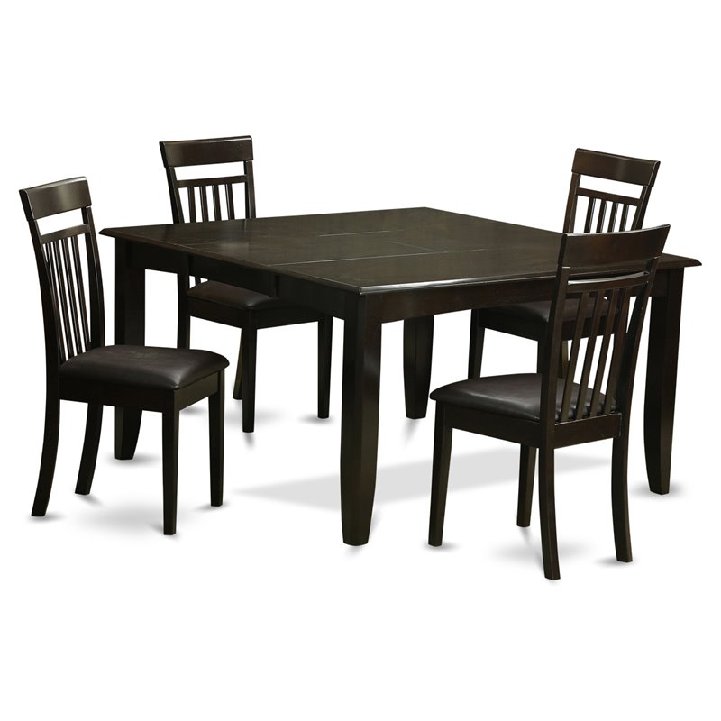 Pemberly Row 5-Piece Wood Dining Set with Square Table in Cappuccino