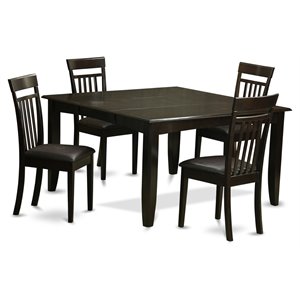Pemberly Row 5-Piece Wood Dining Set with Square Table in Cappuccino