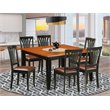 Pemberly Row 7-Piece Dining Set with Faux Leather Chairs in Black & Cherry