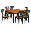 Pemberly Row 7-Piece Dining Set with Faux Leather Chairs in Black & Cherry