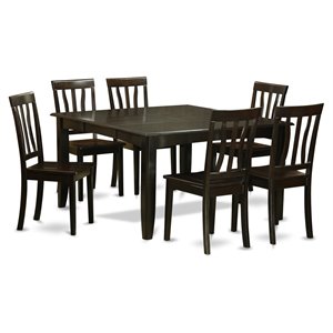 Pemberly Row 7-Piece Solid Wood Dining Set in Cappuccino Finish