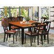 Pemberly Row 7-Piece Dining Set with Wood Seat Chairs in Black & Cherry
