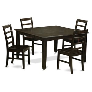 Pemberly Row 5-Piece Kitchen Set with Ladder-Back Stools in Cappuccino