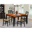 Pemberly Row 5-Piece Wood Dining Set with Linen Seats in Black/Cherry
