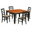 Pemberly Row 5-Piece Wood Dining Set with Linen Seats in Black/Cherry